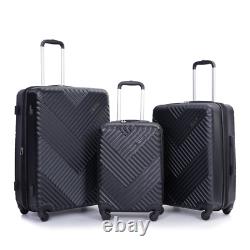 Ensemble de bagages 3 pièces en coque rigide extensible avec cadenas TSA et roulettes pivotantes, léger