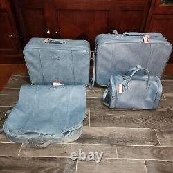 Ensemble de bagages American Tourister Vintage Blue Soft 4 pièces avec sac à vêtements emboîtable