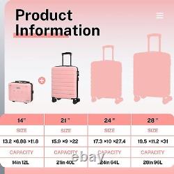 Ensemble de bagages AnyZip (21+14) à 2 pièces, valise rechargeable USB, étuis TSA (rose)