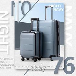 Ensemble de bagages COOLIFE - Valise en ABS+PC 2 pièces, modèle 'Carry On', couleur 'Night navy'