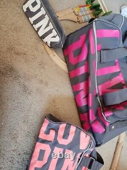 Ensemble de bagages Victorias Secret Pink GRAPHIC 3 pièces avec valise à roulettes et sac de voyage à main