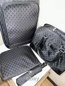 Ensemble de bagages à deux pièces Joy Mangano HSN, motif diamant noir, avec porte-documents et parapluie