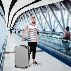 Ensemble de bagages à roulettes avec serrure TSA et élégante couleur grise, composé de 3 pièces.