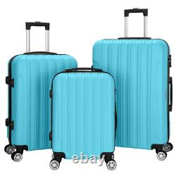 Ensemble de bagages à roulettes avec verrou TSA 3 pièces en bleu élégant