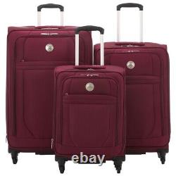 Ensemble de bagages à roulettes extensibles en tissu Delsey Bandol 3 pièces couleur bourgogne