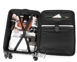 Ensemble de bagages à roulettes pour femmes en cuir PU noir de taille 16,20,24 pouces.