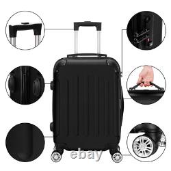 Ensemble de bagages à roulettes spinner de 3 pièces en ABS avec valise à main et serrure TSA.