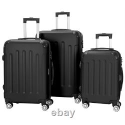 Ensemble de bagages à roulettes spinner de 3 pièces en ABS avec valise à main et serrure TSA.