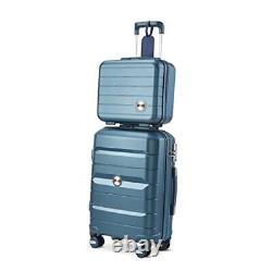 Ensemble de bagages cabine 20 pouces et trousse de maquillage mini 14 pouces, ensemble de 2 pièces (14/20), bleu sarcelle.