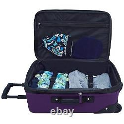 Ensemble de bagages cabine extensible Rio en deux pièces pour voyageur américain, de 15 et 21 pouces, couleur violette.
