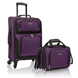 Ensemble de bagages cabine extensible à 4 roues en tissu robuste violet