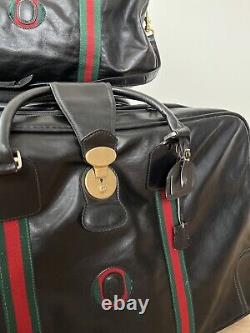 Ensemble de bagages en cuir vintage italien Principe - Sac de voyage + Valise - Garde-robe de voyage
