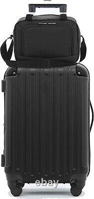 Ensemble de bagages noir 4 pièces, valise et sac à main avec roues pour voyage en avion