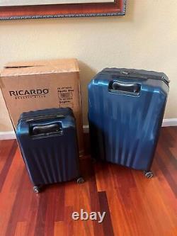 Ensemble de bagages rigides de 2 pièces avec serrure de couleur bleu Pacifique de Ricardo Beverly Hills
