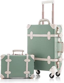Ensemble de bagages vintage Unitravel 2 pièces de 20 pouces Carry 20 + 12, vert Matcha