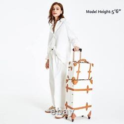 Ensemble de bagages vintage minimalistes en deux pièces, bagage à main de voyage 13 et 20, blanc nacré.