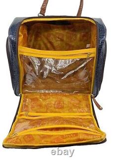 Ensemble de sacs NWT Samantha Brown Croco Embossed 16 Rolling Carry-on Underseater Navy