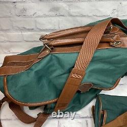 Ensemble de sacs de voyage Polo Ralph Lauren en toile verte et cuir brun vintage des années 90 en 3 pièces.