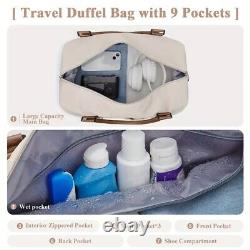 Ensemble de sacs de voyage en beige clair et brun polyvalent, spacieux, avec plusieurs poches.