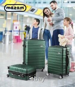 Ensemble de trois valises à roulettes Mazam avec serrure TSA, étui rigide de rangement, couleur verte