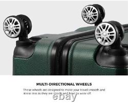 Ensemble de trois valises à roulettes Mazam avec serrure TSA, étui rigide de rangement, couleur verte