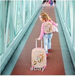Ensemble de valise et sac à dos roulant rose sirène 2PC pour l'école et les voyages.