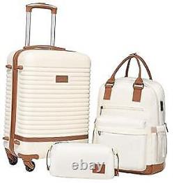 Ensemble de valises 3 pièces Ensemble de bagages Carry On Voyage 3 pièces (BP/TB/20) Blanc