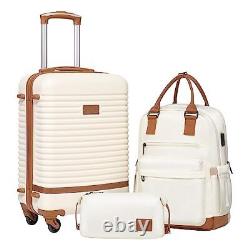 Ensemble de valises 3 pièces Ensemble de bagages à main 3 pièces Ensemble de voyage (BP/TB/20) Blanc
