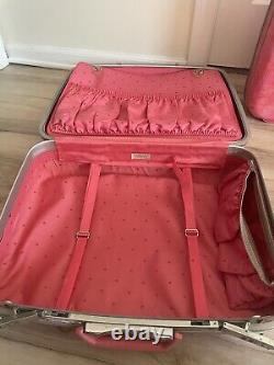 Ensemble de valises Samsonite vintage RARE en 3 pièces, design marbré rose vif BARBIE