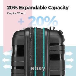 Ensemble de valises à main, valises rigides extensibles en polypropylène avec roulettes pivotantes