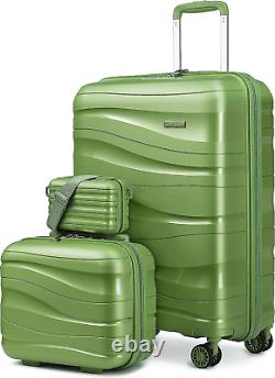 Ensemble de valises de cabine à roulettes, valise rigide extensible en polypropylène avec roues pivotantes W