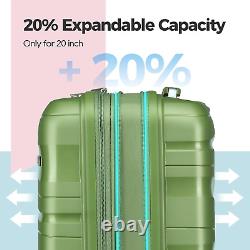 Ensemble de valises de cabine à roulettes, valise rigide extensible en polypropylène avec roues pivotantes W