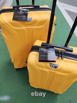 Ensemble de valises de voyage 2 pièces 20 et 25 couleur jaune 8 roues spinner rigides