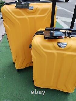 Ensemble de valises de voyage 2 pièces 20 et 25 couleur jaune 8 roues spinner rigides