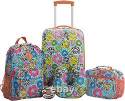 Ensemble de voyage pour enfants comprenant une valise, un sac à dos, un sac à lunch, un oreiller, une étiquette et un donut
