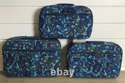Japonais Hinomoto Nesting Suitcas Vintage Set De 3 Paisley Bleu Locking W Keys