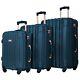 Kensie 3-piece Metallic Vertical Rolling Luggage Set Tsa Spinner Navy