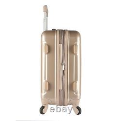 Kensie 3-piece Metallic Vertical Rolling Luggage Set Tsa Spinner Pale Gold