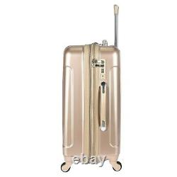 Kensie 3-piece Metallic Vertical Rolling Luggage Set Tsa Spinner Pale Gold