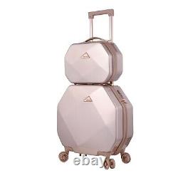 Kensie Women’s 2 Piece Shiny Octagon Luggage Set, Rose Gold Tsa