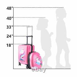 Licorne Enfants Carry Sur Luggage Set Avec Roulettes Multidirectionnelles, Les Filles Voyage Valise