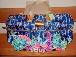Lilly Pulitzer Jet Set Flowered Slathouse Weekender Tote Bagages Navy Nwt
