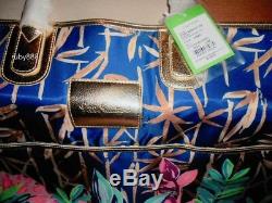 Lilly Pulitzer Jet Set Flowered Slathouse Weekender Tote Bagages Navy Nwt