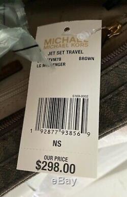Michael Kors Jet Set Brown Voyage Bagages Pvc Mk Logo Grand Messenger Bag
