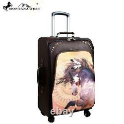 Montana Ouest Cheval Art 3-pc Valise À Roulettes Set Laurie Prindle Coffee Collection