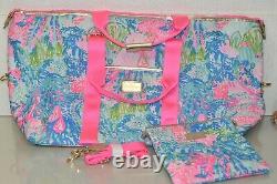 Nouveau Lilly Pulitzer 2 Pc Luggage Set Carry On Duffel Crossbody Bag Fished My Wish