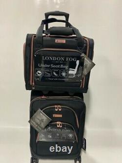 Nouveau London Fog Bromley 4pc Lightweight Bagage Set Exp Black 8 Wheel Spinner