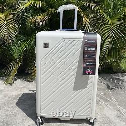 Nouvelle valise à carreaux blanche et fumée Gabbiano avec serrures TSA, 8 roues, 30 x 20 x 12.