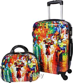 Nuits parisiennes Ensemble de bagages à roulettes rigide 2 pièces, multicolore