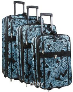 Paisley Extensible 3 Pc Piece Luggage Set Pour Voyage À Côtés Souples Arrivée
